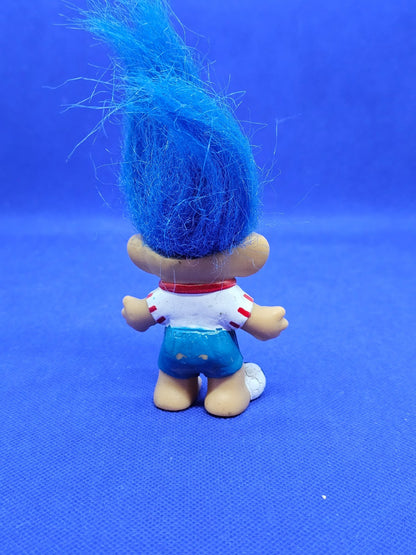 Happy Troll Footballeur Numéro 18 Cheveux Bleus Figurine Vintage Années 90 8 cm1