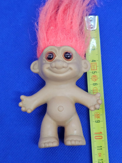 Figurine Troll Doll vintage cheveux orange rose China années 80 90 11 cm3