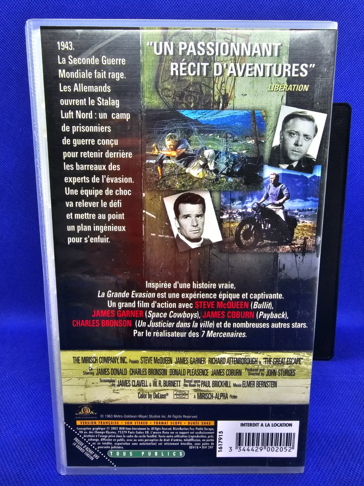 La Grande Évasion VHS, Steve McQueen, MGM, Film de Guerre, 1963, Cassette Vidéo 2