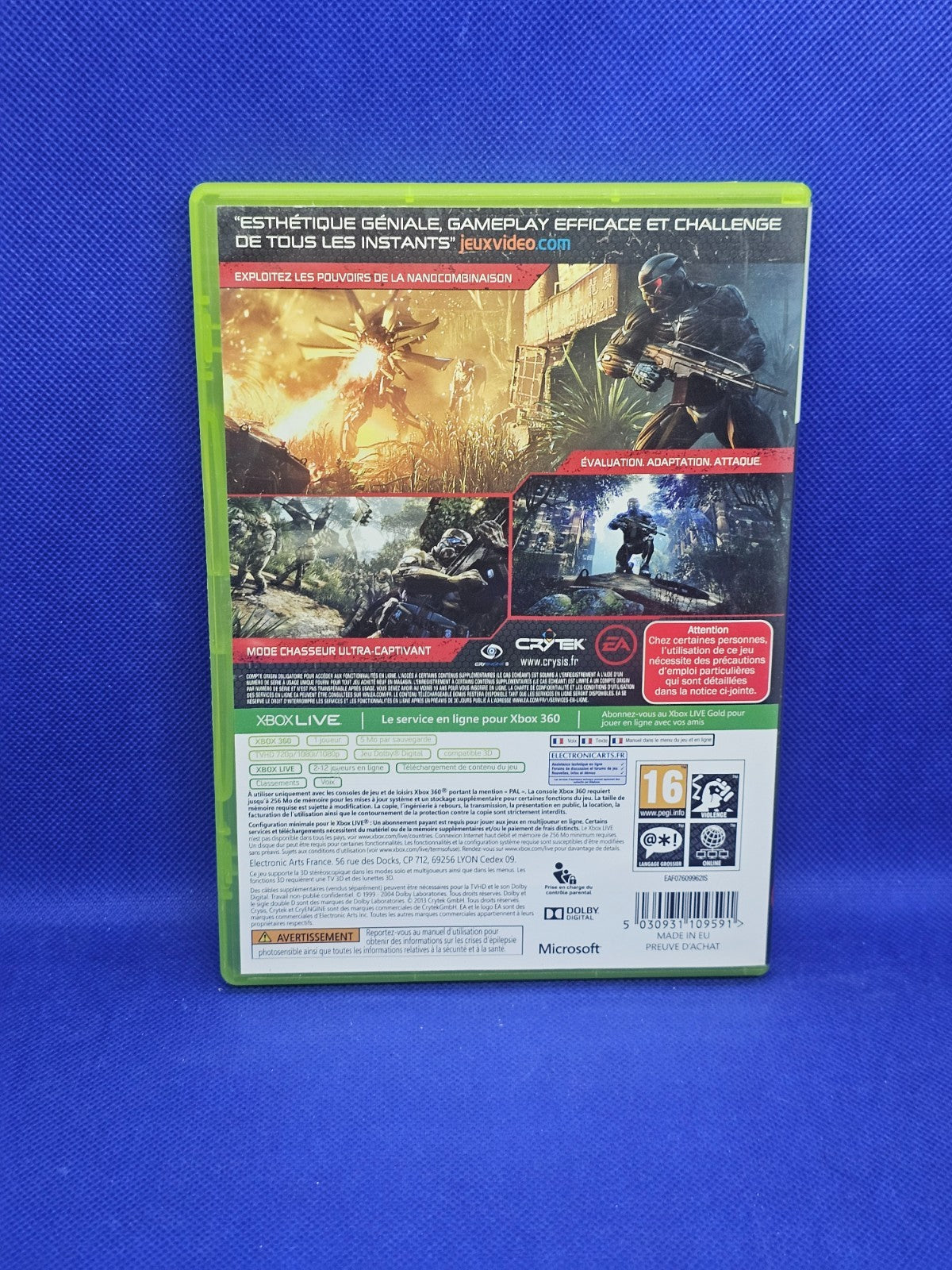 Crysis 3 Xbox 360 PAL France Crytek Electronic Arts 2013 sans notice1