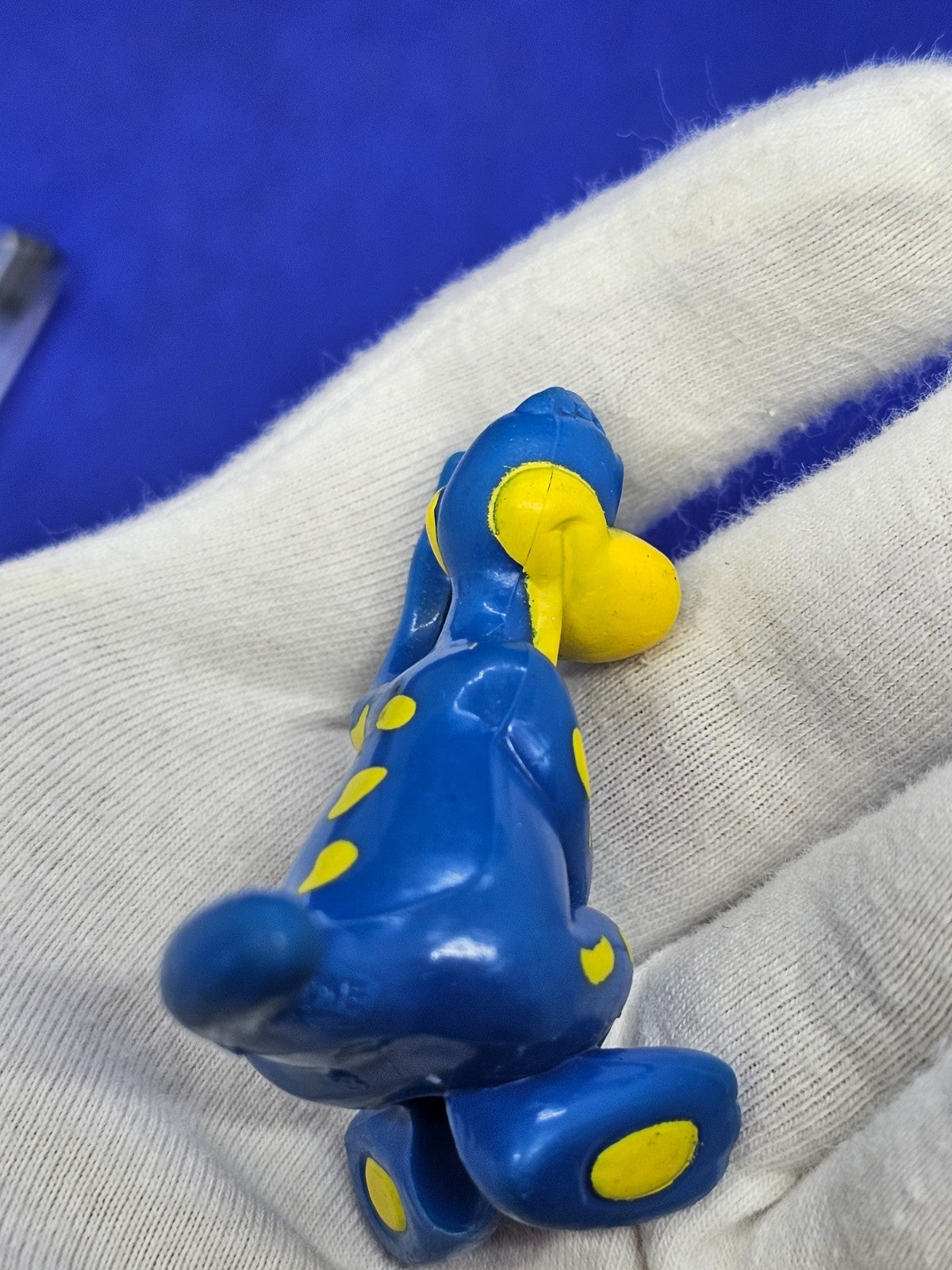 Figurine Danonino Dino Bleu Vintage Danone, Tête de Crayon, Années 902