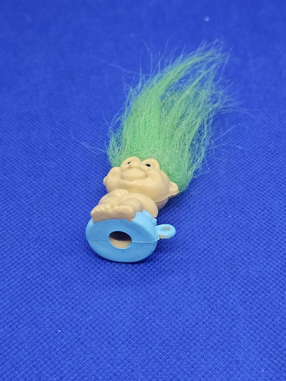 Mini Troll Cheveux Verts Embout Crayon Porte Clés Vintage Années 902