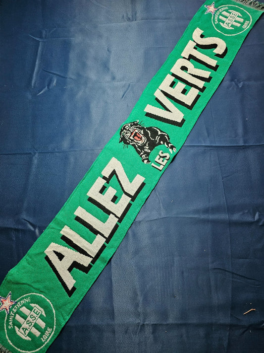 Écharpe AS Saint Étienne Allez Verts Supporter Football ASSE Verte Double Face0