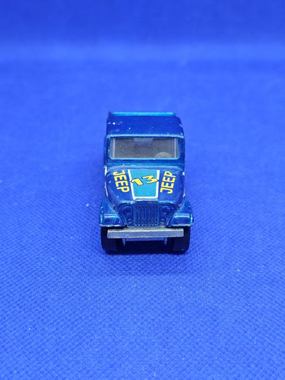 Jeep Scrambler Hot Wheels Jeep 13 Mattel Malaysia 1982 Bleu 7 cm2