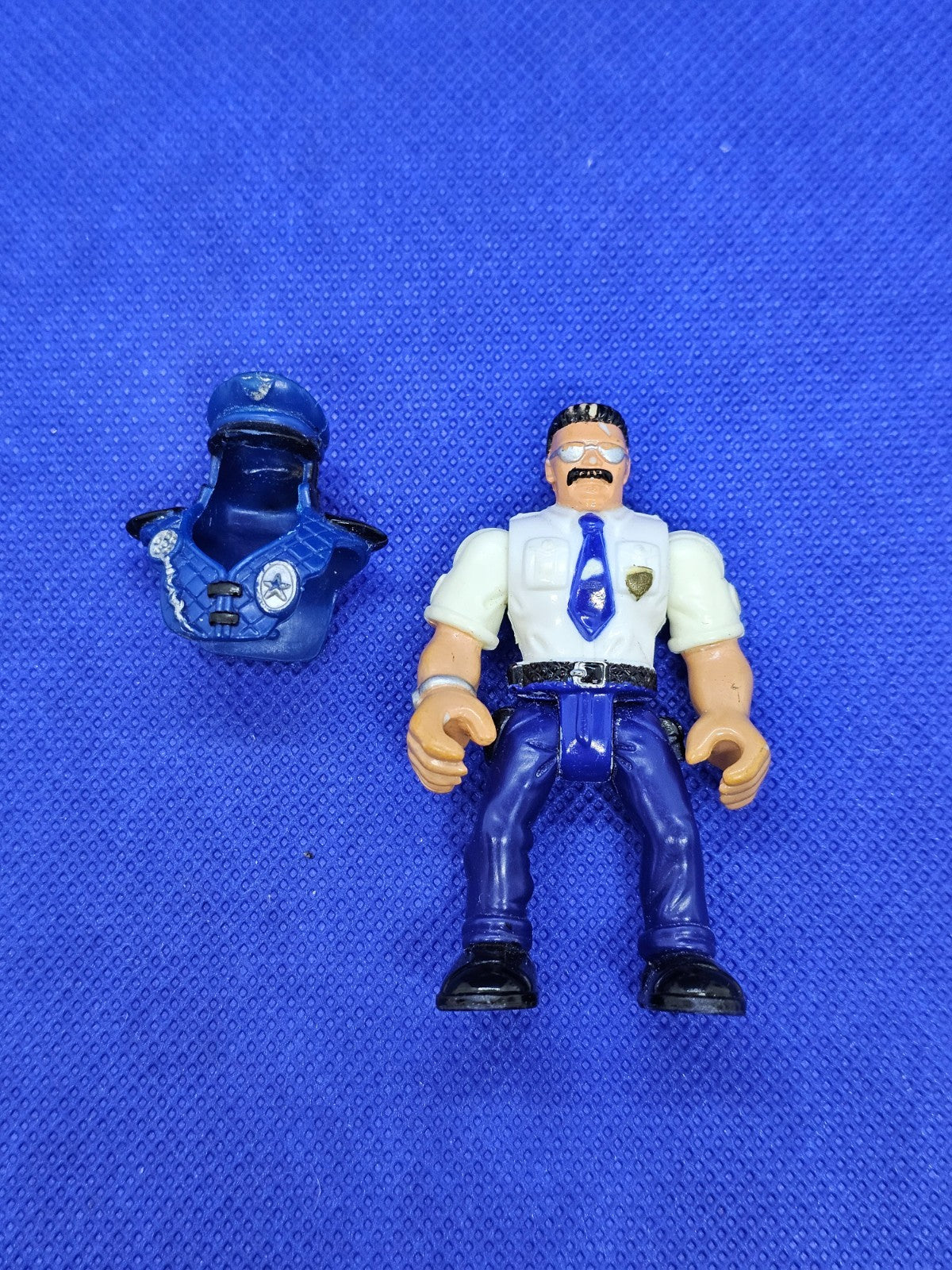 Imaginext Figurine Policier Fisher‑Price Officier de Police Bleu Blanc Vintage A2