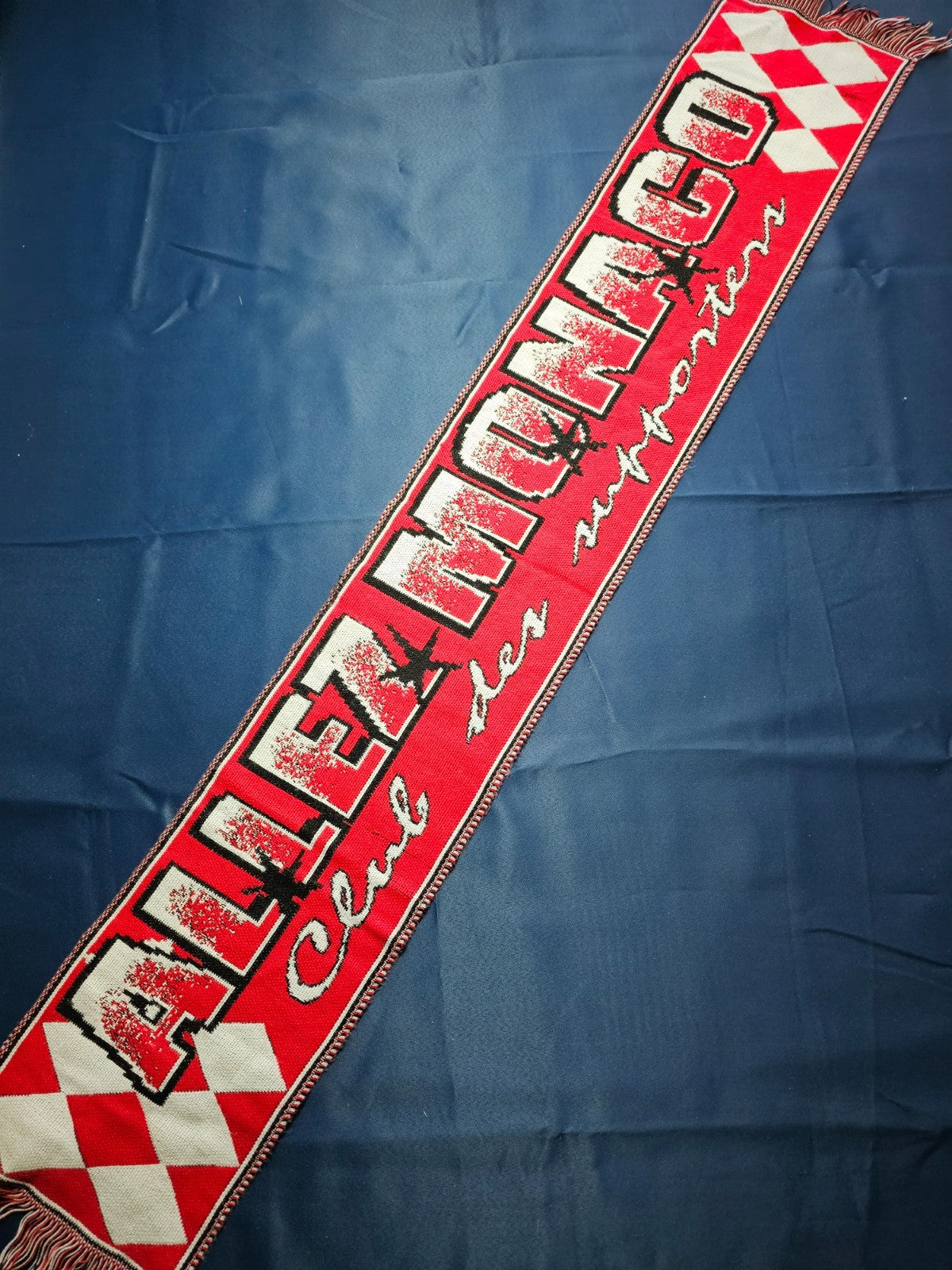 Écharpe AS Monaco Supporter Allez Monaco Vintage Football Rouge Blanc Ligue 10