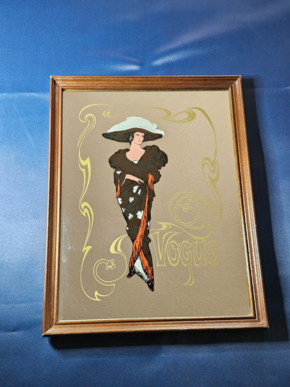 Vintage Vogue Wall Mirror Art Nouveau Lady Wooden Frame 30x40 cm Brocante8
