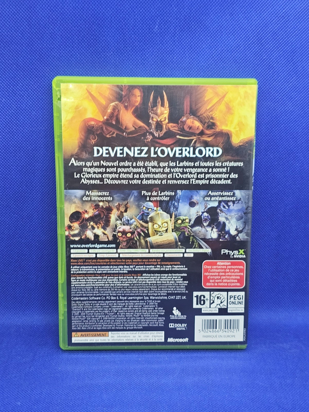 Overlord Xbox 360 PAL France Codemasters Triumph Studios 2007 Complet1
