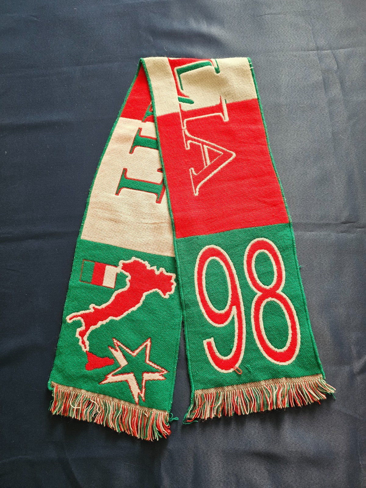 Écharpe Italie 98 Supporter Football Italia Coupe du Monde Vert Blanc Rouge0