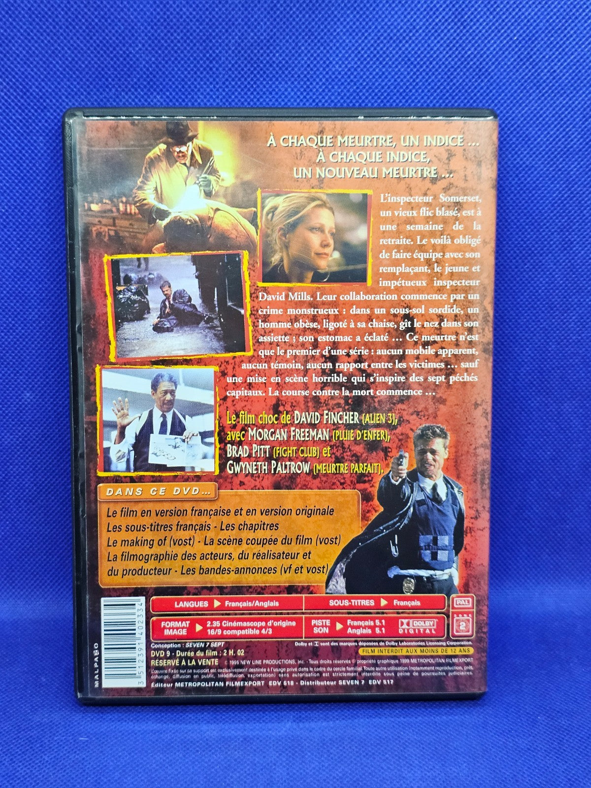 Seven Se7en DVD David Fincher Brad Pitt Morgan Freeman Metropolitan 19951