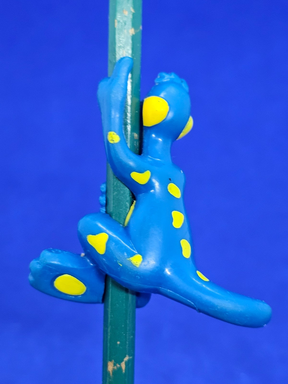 Figurine Danonino Dino Bleu Vintage Danone, Tête de Crayon, Années 905
