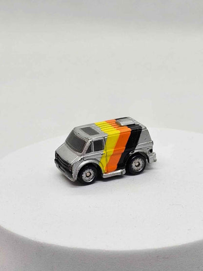 Micro Machines Chevrolet Van, 70s Silver Orange Black Yellow, Galoob 1987