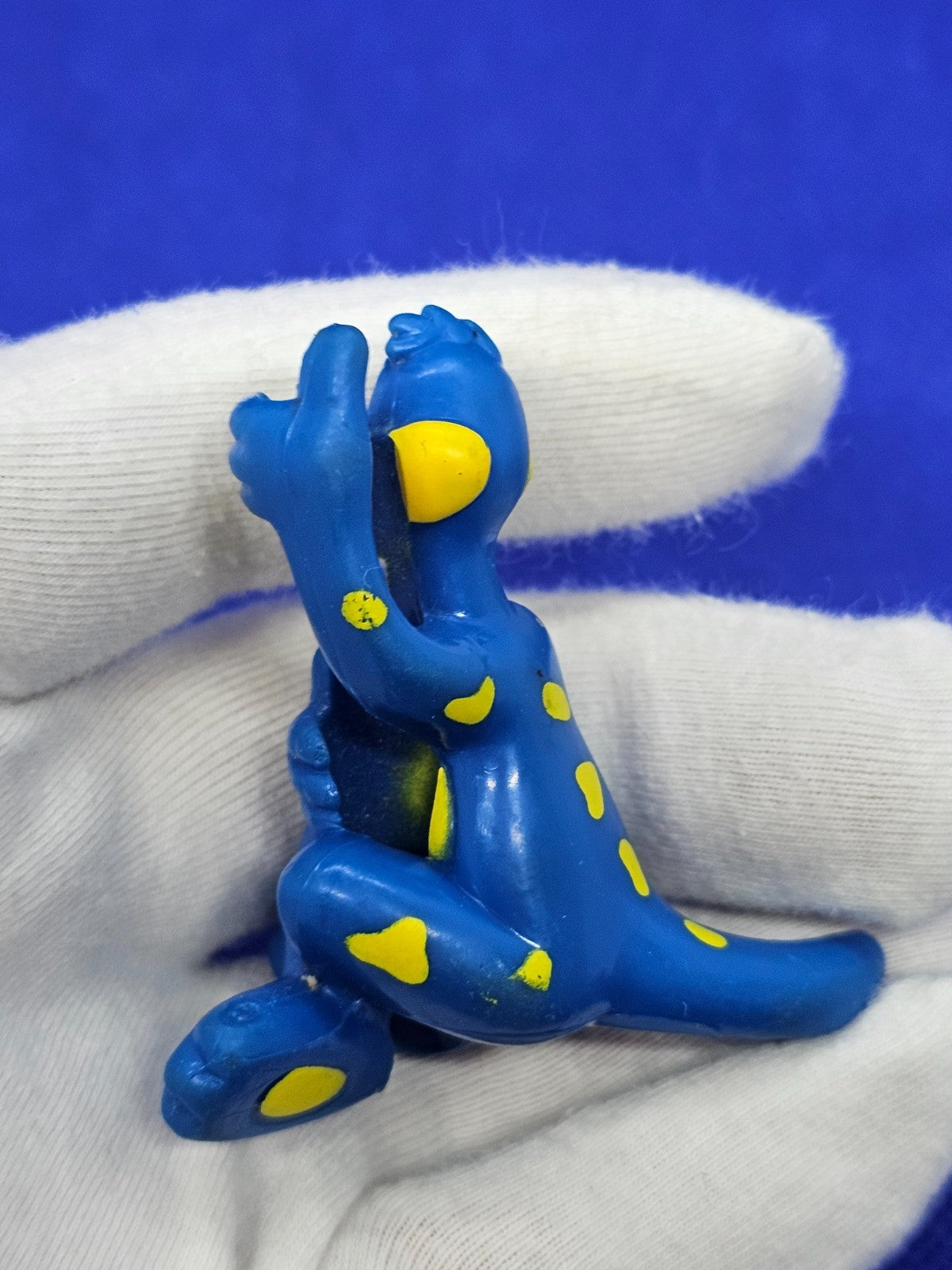 Figurine Danonino Dino Bleu Vintage Danone, Tête de Crayon, Années 901