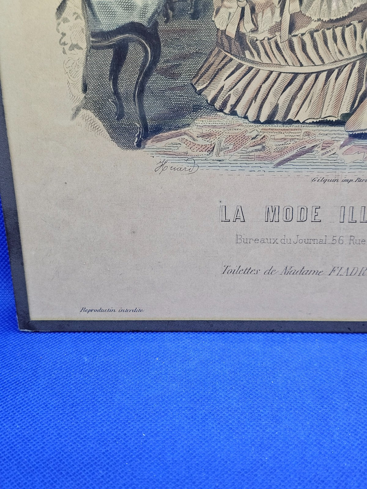 Gravure La Mode Illustrée 1878 n37 Toilettes Madame Fladry Cadre Vintage 36 cm1