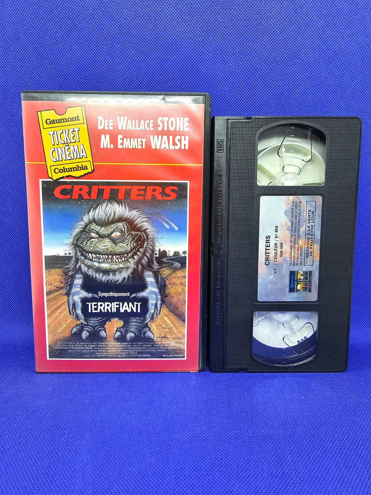 Critters VHS Ticket Cinéma, Film Horreur, Gaumont Columbia, 1986, VF PAL SECAM0