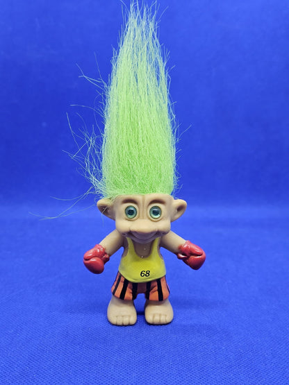 Troll Boxeur vintage cheveux verts numéro 68 figurine PVC années 900