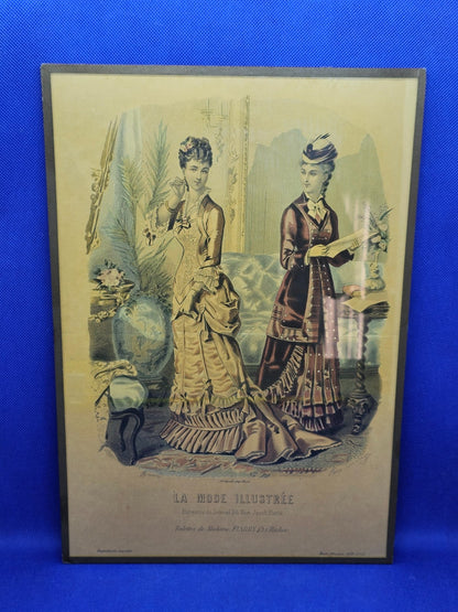 Gravure La Mode Illustrée 1878 n37 Toilettes Madame Fladry Cadre Vintage 36 cm0
