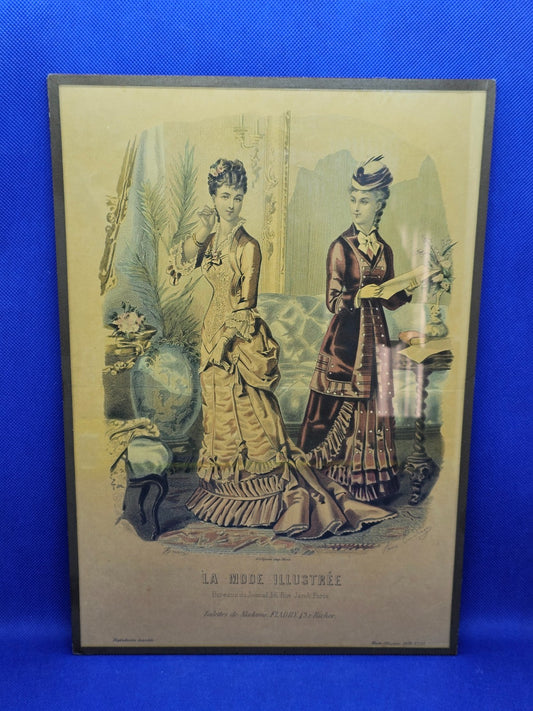 Gravure La Mode Illustrée 1878 n37 Toilettes Madame Fladry Cadre Vintage 36 cm0