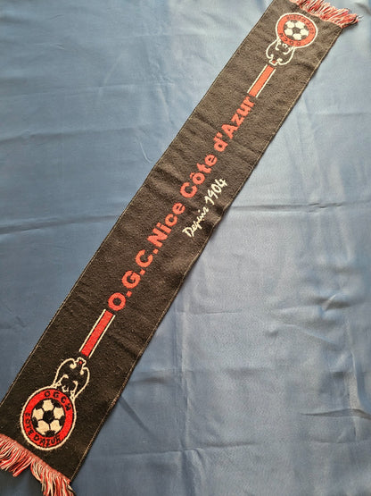 Écharpe OGC Nice Sieu Nissart Depuis 1904 Supporter Football Noir Gris1