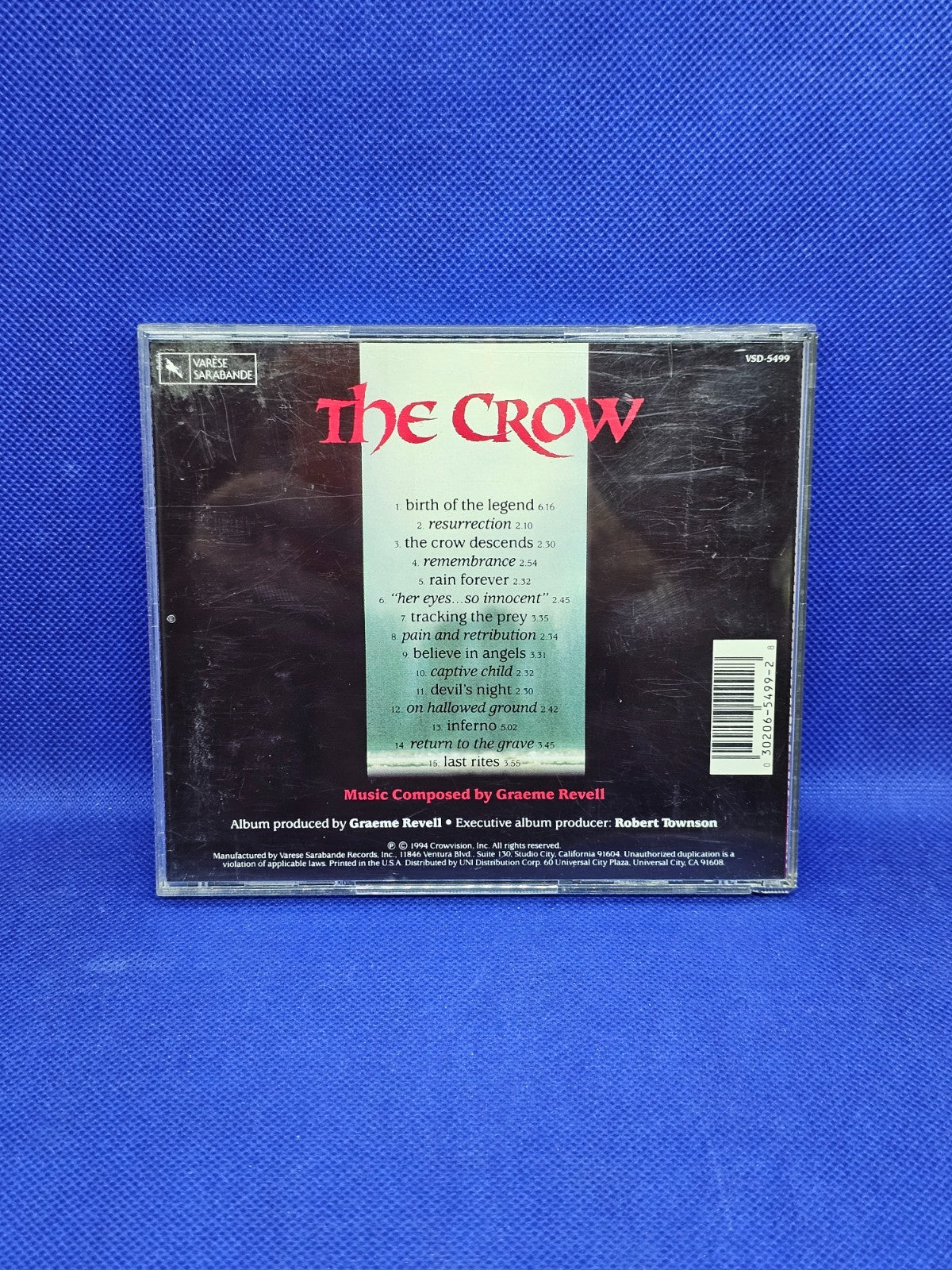 The Crow Original Motion Picture Score Graeme Revell CD Varèse Sarabande 19941