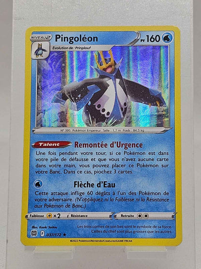 Carte Pokémon Pingoléon Holo Rare, Épée et Bouclier, Tempête Argentée, 2022, 037