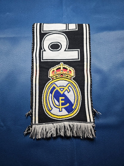Écharpe Football Real Madrid CF Supporter Noir Blanc Logo Brodé0