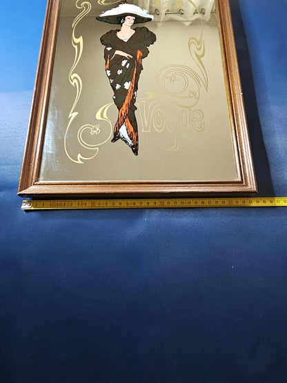 Vintage Vogue Wall Mirror Art Nouveau Lady Wooden Frame 30x40 cm Brocante5