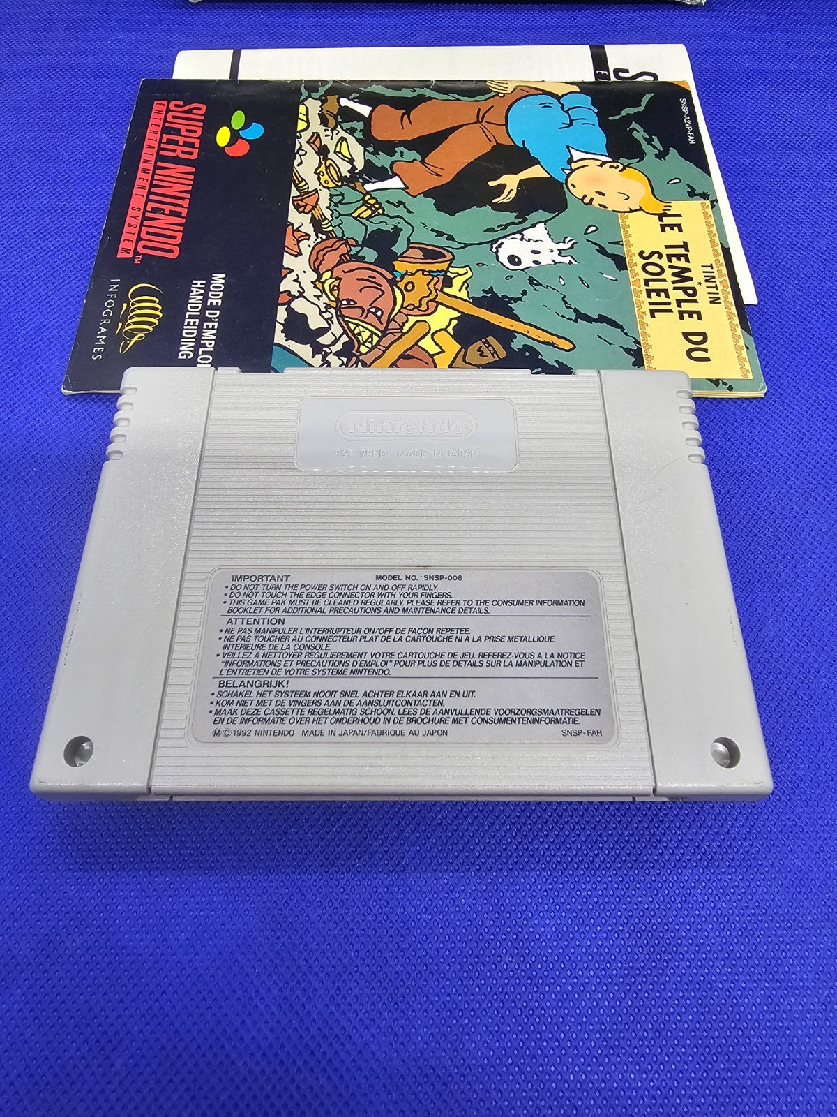 Tintin Le Temple Du Soleil Super Nintendo SNES PAL FAH Infogrames 1996 Complet S3