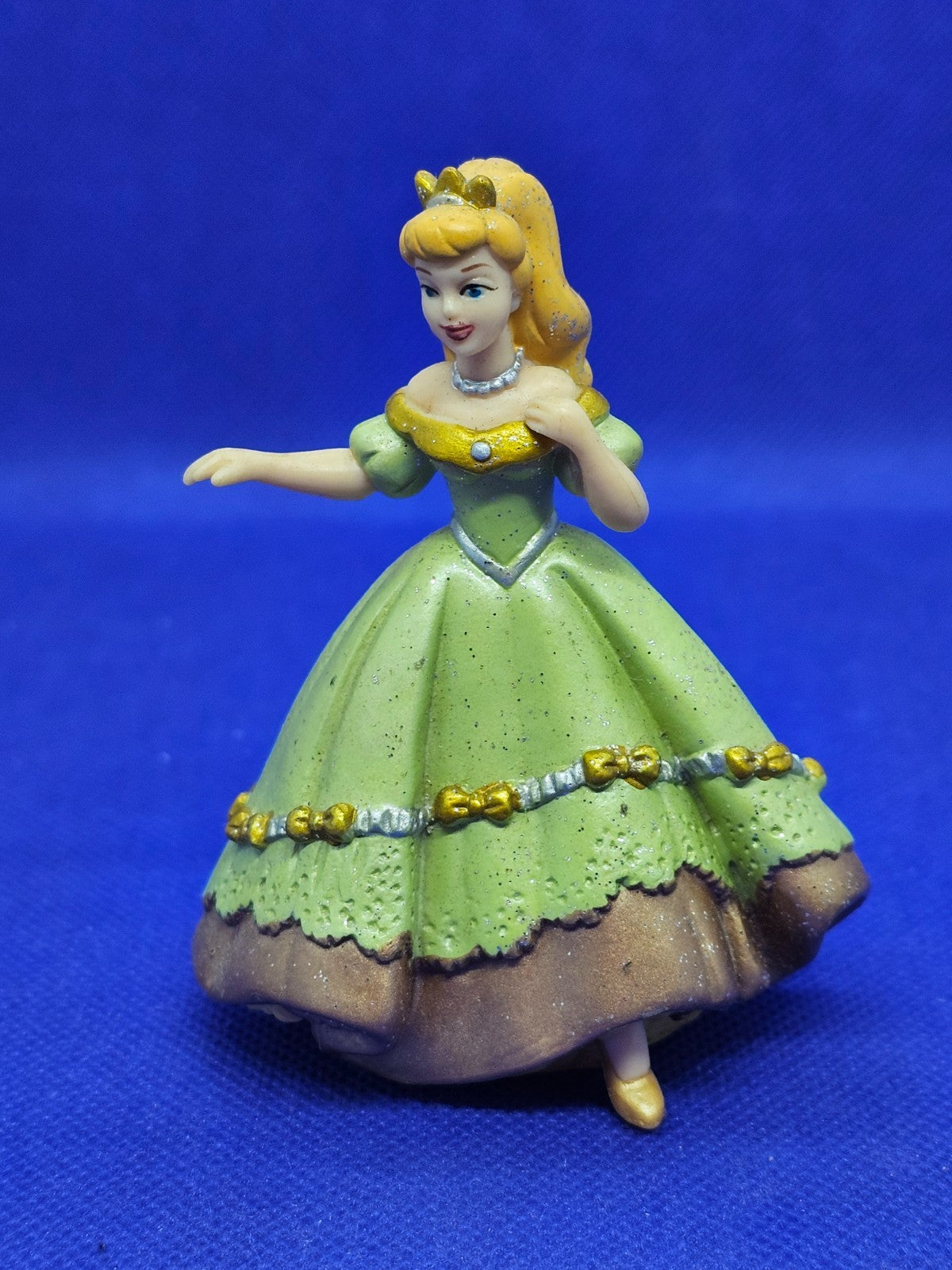 Figurine Princesse PAPO 2003 robe verte diadème 9 cm bon état0