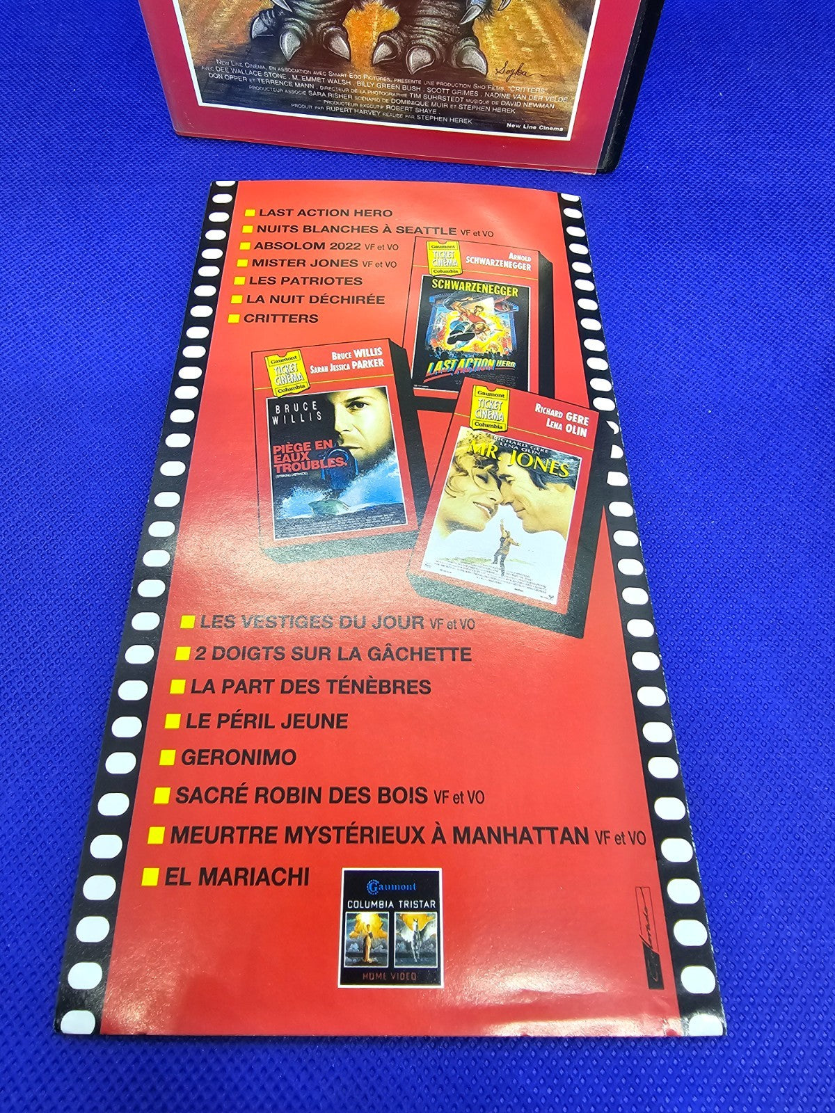 Critters VHS Ticket Cinéma, Film Horreur, Gaumont Columbia, 1986, VF PAL SECAM7