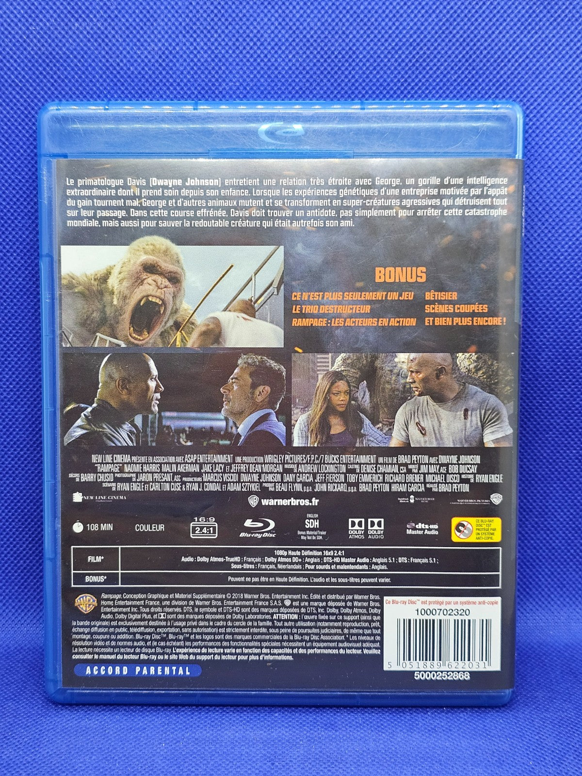Rampage Hors de Contrôle Blu-ray Dwayne Johnson Warner Bros 20181