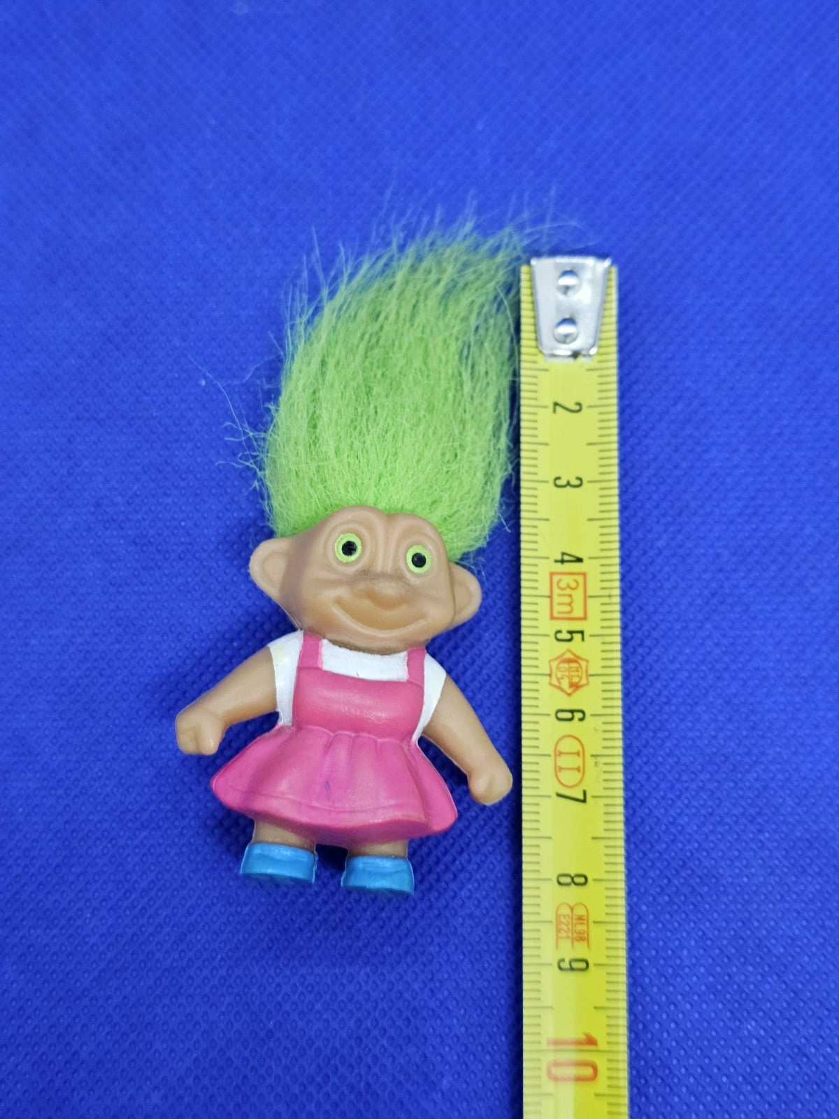 Mini Troll fille Soma cheveux verts robe rose vintage années 903