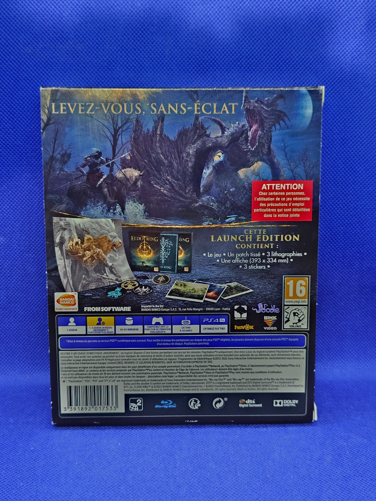 Elden Ring Launch Edition Jeu PS4 Bandai Namco FromSoftware Complet PEGI 161