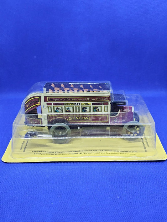 Autobus Double Decker Vintage Tin Toy Paya Reproduction Jouet Tôle Mécanique à C0