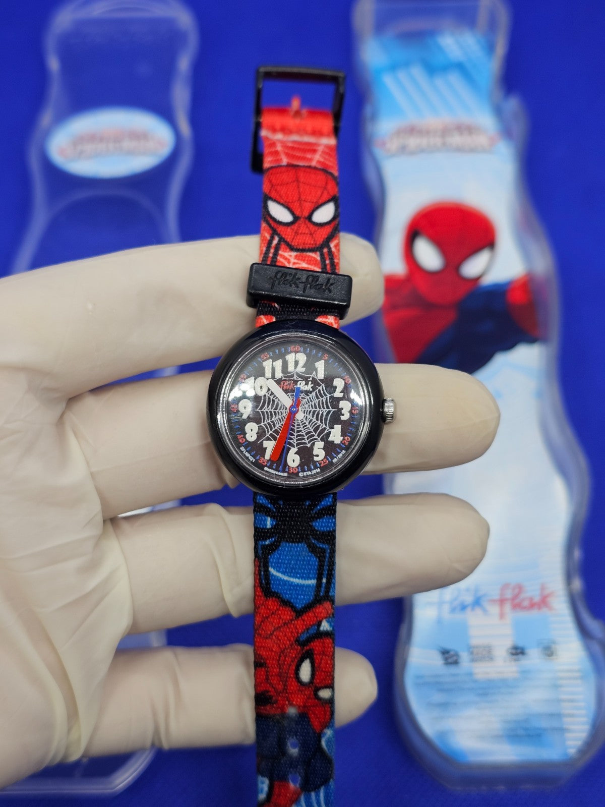 Montre enfant Flik Flak Spider Man Marvel Swiss Made complète avec boîte très bo3