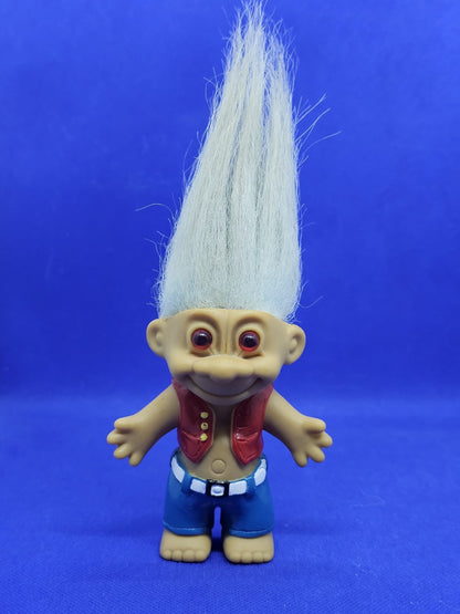 Lucky Troll Hippie Vintage Années 90 Cheveux Blancs Figurine0