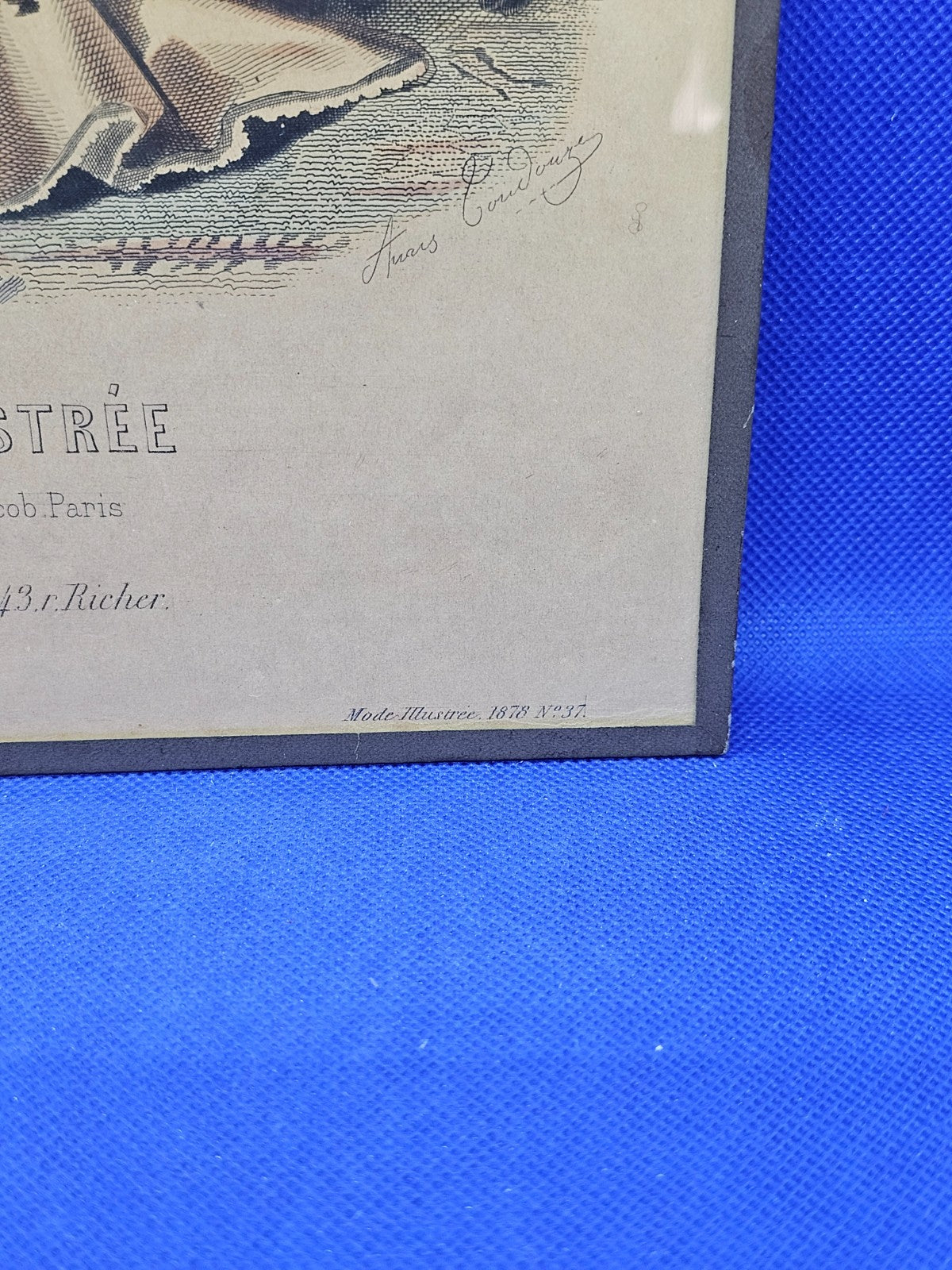 Gravure La Mode Illustrée 1878 n37 Toilettes Madame Fladry Cadre Vintage 36 cm3