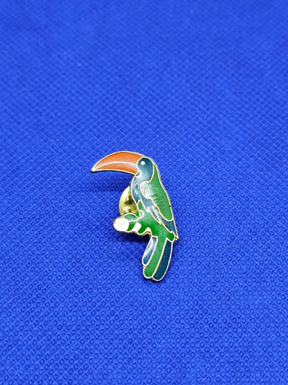 Pin’s Shell Toucan Oiseau Tropical Vintage Métal Émaillé Doré0
