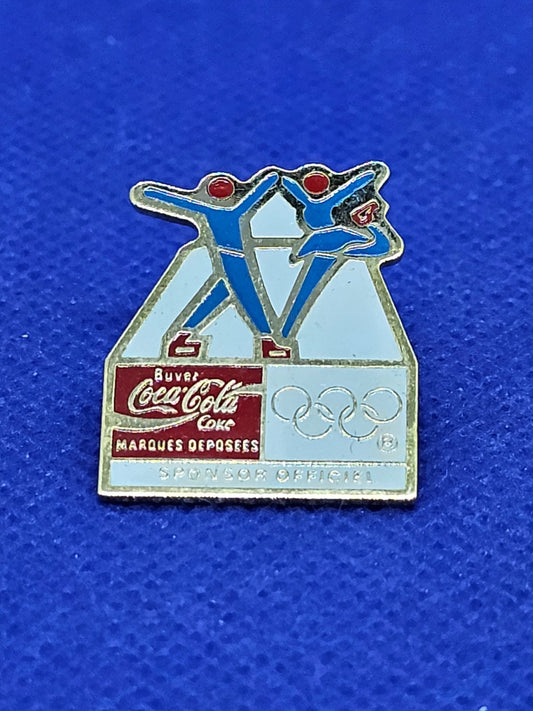 Pin's Coca-Cola Albertville 1992 JO Hiver Patinage Artistique Couple Vintage0