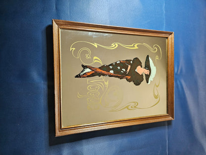 Vintage Vogue Wall Mirror Art Nouveau Lady Wooden Frame 30x40 cm Brocante2