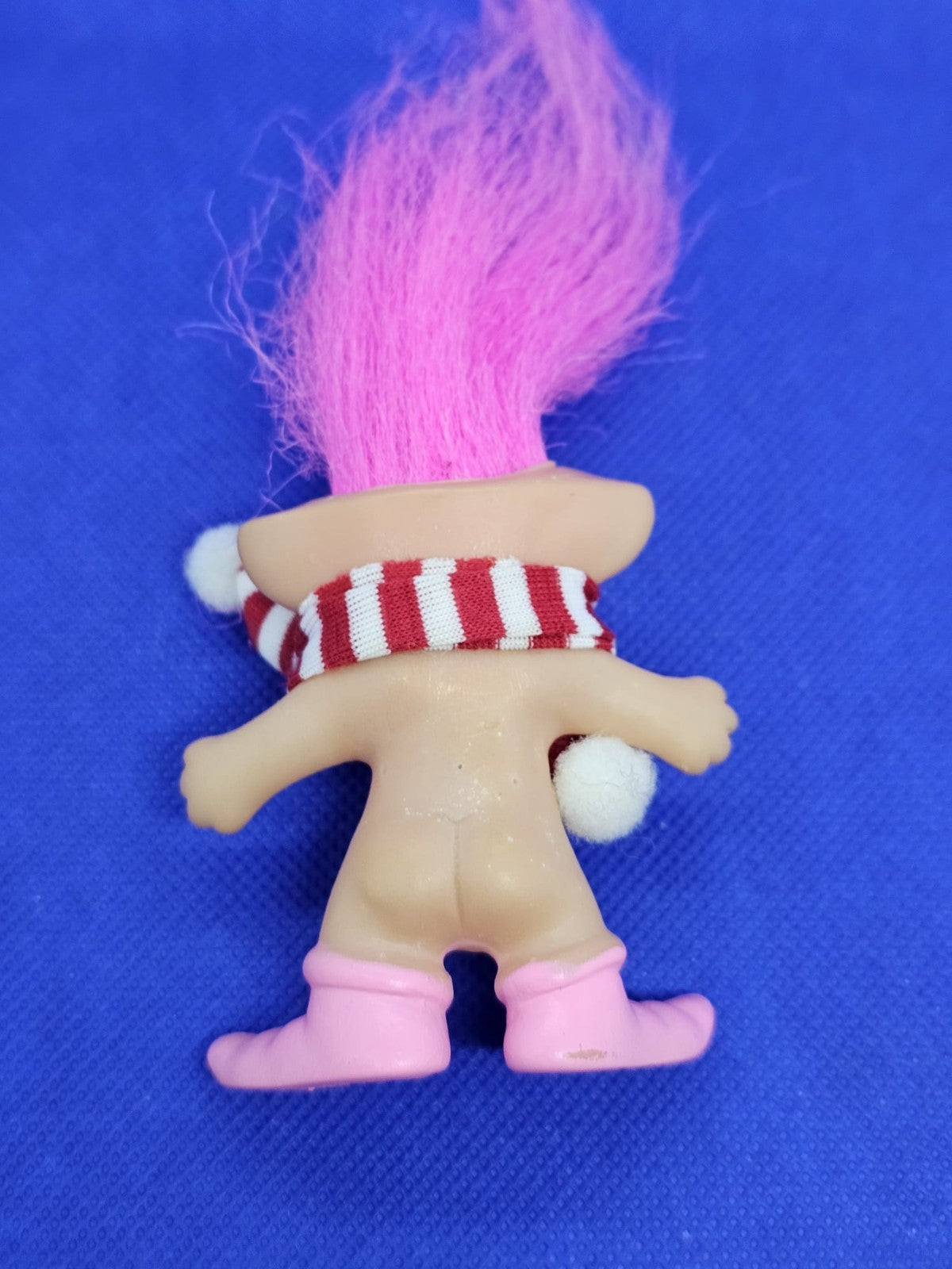 Troll vintage cheveux roses écharpe rayée Made in Korea années 901
