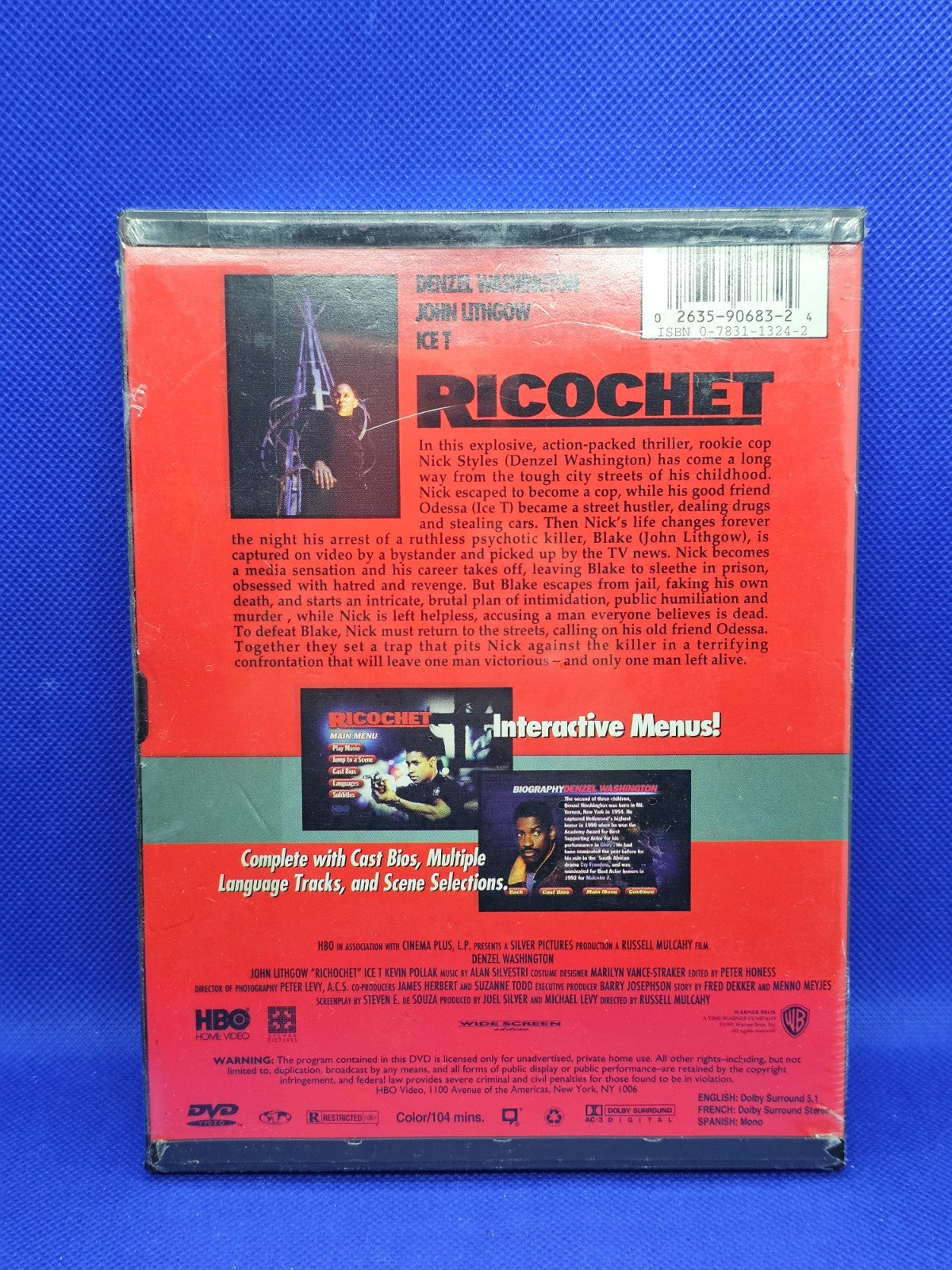 Ricochet DVD Zone 1 US Neuf Sous Blister Denzel Washington John Lithgow Ice-T HB1