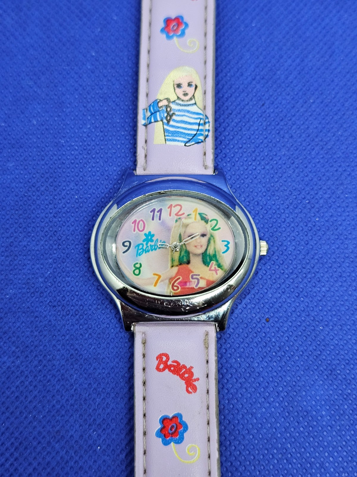 Montre Barbie Vintage Enfant Analogique Bracelet Mauve Mattel1