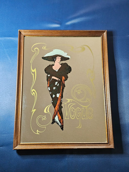 Vintage Vogue Wall Mirror Art Nouveau Lady Wooden Frame 30x40 cm Brocante7
