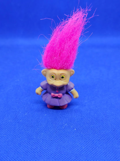 Poupée Troll Soma Cheveux Roses Robe Violette Vintage Années 1990 5 cm0