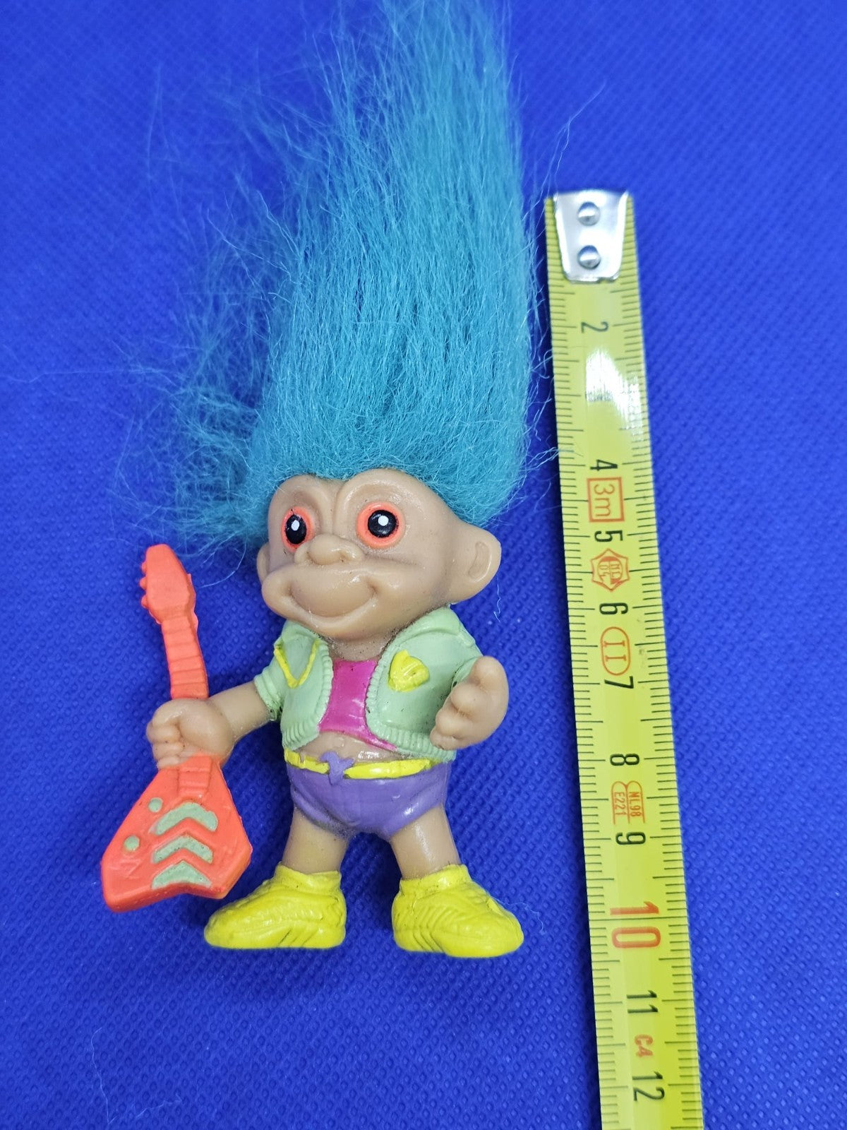 Troll Guitariste Vintage Bendable Cheveux Bleus Guitare Années 902