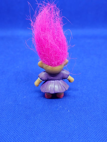 Poupée Troll Soma Cheveux Roses Robe Violette Vintage Années 1990 5 cm2