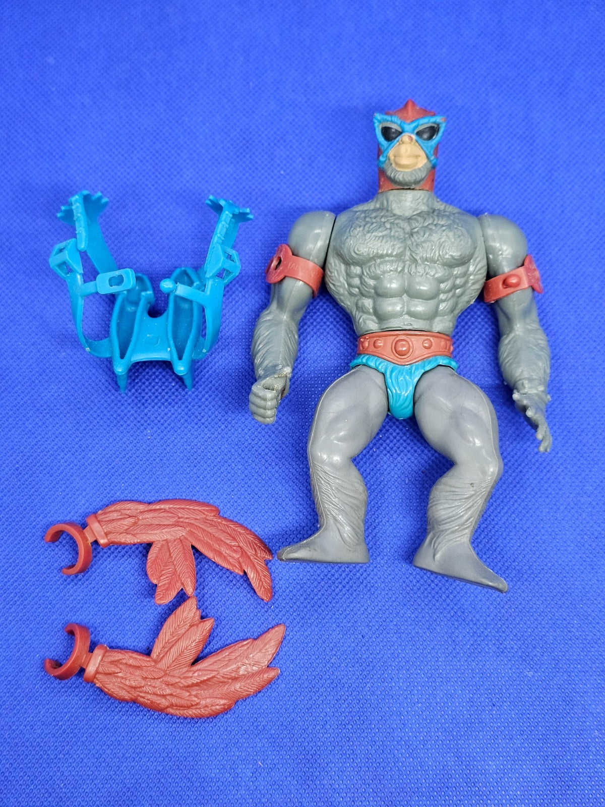 Stratos MOTU Maîtres de l'Univers Mattel 1982 Taiwan ailes rouges harnais bleu7