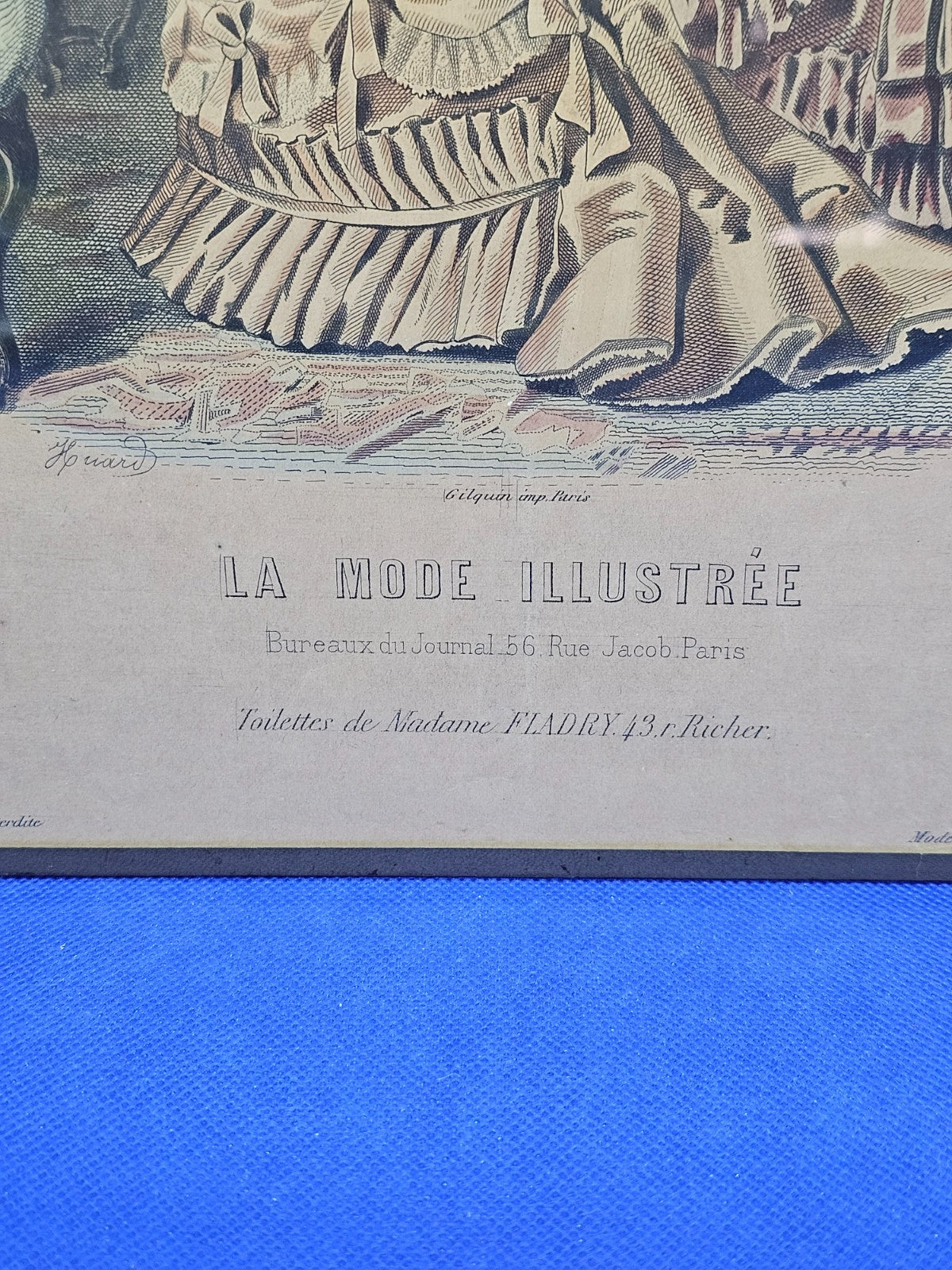 Gravure La Mode Illustrée 1878 n37 Toilettes Madame Fladry Cadre Vintage 36 cm2