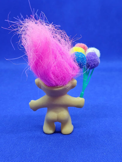 Figurine Troll Doll vintage cheveux roses bouquet ballons Made in Korea1